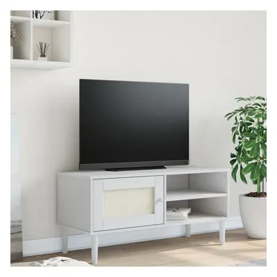 vidaXL TV skříňka SENJA ratanový vzhled bílá 106 x 40 x 49 cm borovice