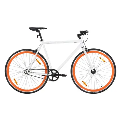 vidaXL Kolo s pevným převodem bílé a oranžové 700c 51 cm