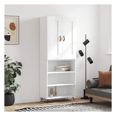 vidaXL Skříň highboard lesklá bílá 69,5 x 34 x 180 cm kompozitní dřevo