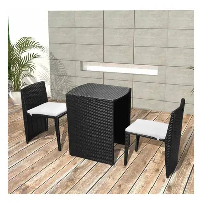 vidaXL 3dílný bistro set s poduškami polyratan černý