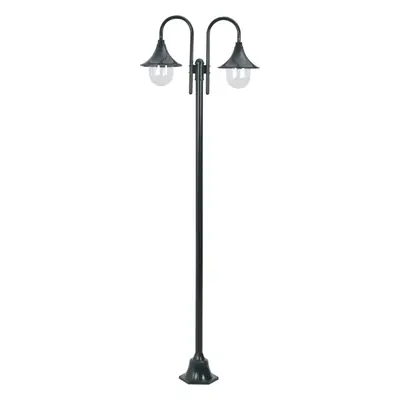 vidaXL Zahradní sloupová lampa 2 ramena E27 220 cm hliník tmavě zelená