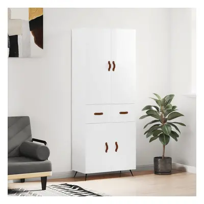 vidaXL Skříň highboard lesklá bílá 69,5 x 34 x 180 cm kompozitní dřevo