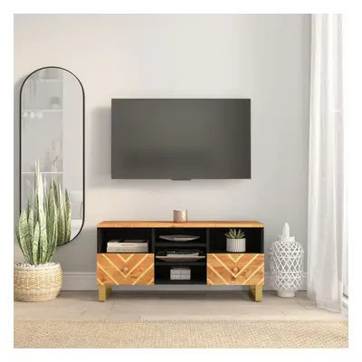 vidaXL TV skříňka hnědá a černá 100 x 33,5 x 46 cm masivní mangovník