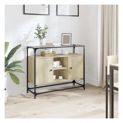 vidaXL Příborník se skleněnou deskou dub sonoma 98x35x81 cm kompozit