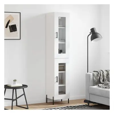 vidaXL Skříň highboard bílá s vysokým leskem 34,5x34x180 cm kompozit