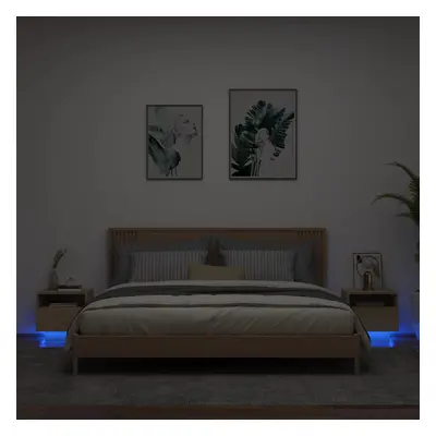 vidaXL Noční stolky s LED osvětlením 2 ks dub sonoma 40 x 39 x 37 cm