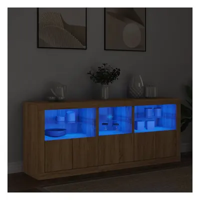 vidaXL Příborník s LED osvětlením dub sonoma 162 x 37 x 67 cm