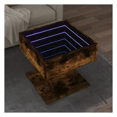 vidaXL Konferenční stolek s LED kouřový dub 50 x 50 x 45 cm kompozit