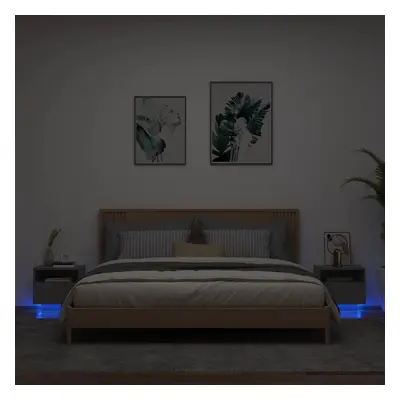 vidaXL Noční stolky s LED osvětlením 2 ks černé 40 x 39 x 37 cm