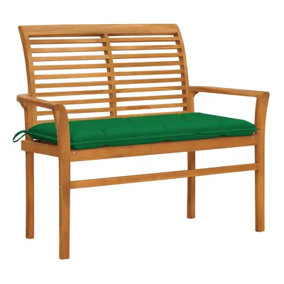 vidaXL Zahradní lavice se zelenou poduškou 112 cm masivní teak