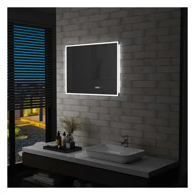 vidaXL Koupelnové LED zrcadlo dotykový senzor zobrazení času 80x60 cm