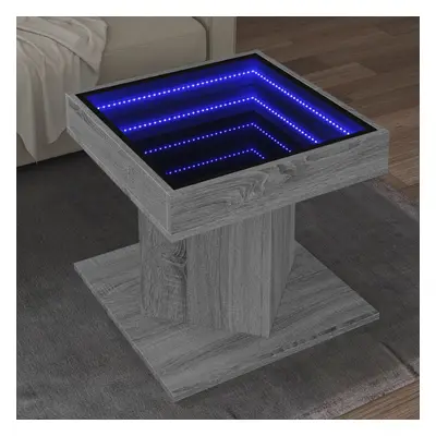 vidaXL Konferenční stolek s LED šedý sonoma 50 x 50 x 45 cm kompozit