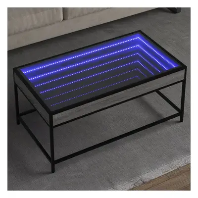 vidaXL Konferenční stolek s Infinity LED šedý sonoma 90 x 50 x 41 cm