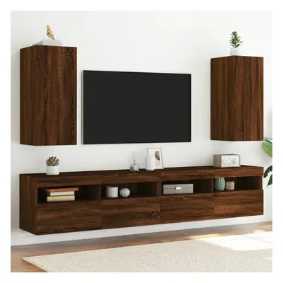 vidaXL Nástěnné TV skříňky s LED 2 ks hnědý dub 30,5 x 35 x 70 cm