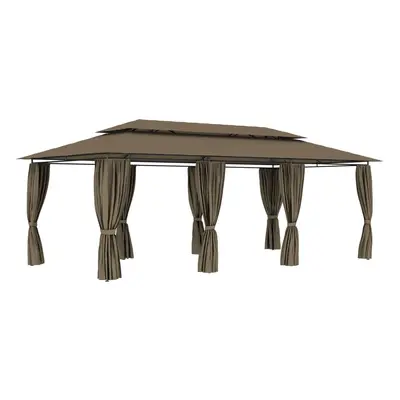 vidaXL Altán se závěsy 600 x 298 x 270 cm taupe 180 g/m²