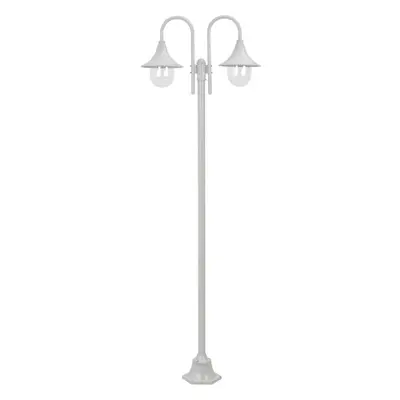 vidaXL Zahradní sloupová lampa 2 ramena E27 220 cm hliník bílá