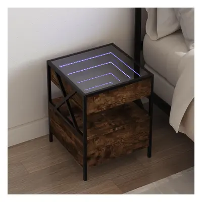 vidaXL Noční stolek s Infinity LED kouřový dub 40 x 40 x 51 cm