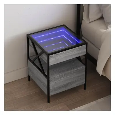 vidaXL Noční stolek s Infinity LED šedý sonoma 40 x 40 x 51 cm