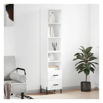 vidaXL Skříň highboard bílá s vysokým leskem 34,5x34x180 cm kompozit