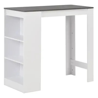 280216 vidaXL Bar Table with Shelf White 110x50x103 cm