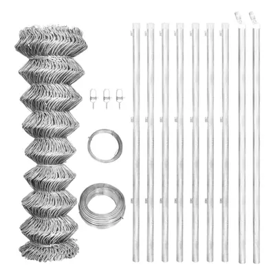 vidaXL Drátěné pletivo se sloupky pozinkovaná ocel 15x1,25 m stříbrné