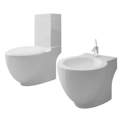 vidaXL Keramické WC a bidet bílé