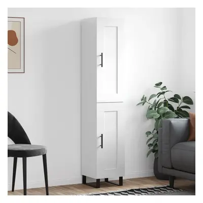 vidaXL Skříň highboard bílá s vysokým leskem 34,5x34x180 cm kompozit