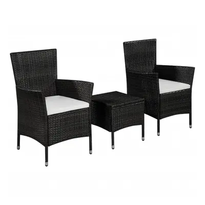 vidaXL 3dílný bistro set polyratan černý