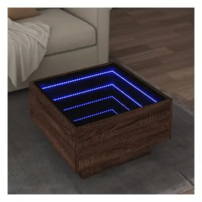 vidaXL Konferenční stolek s LED hnědý dub 50x50x30 cm kompozitní dřevo