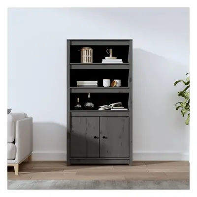 vidaXL Skříň highboard šedá 80 x 35 x 154 cm masivní borové dřevo