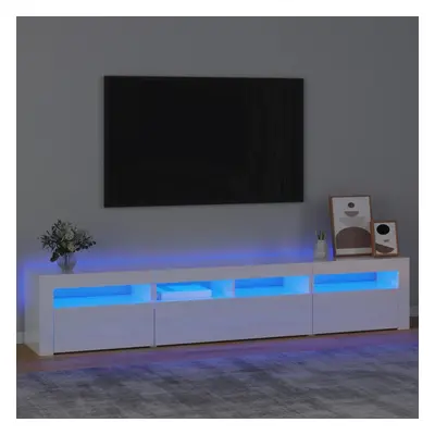 vidaXL TV skříňka s LED osvětlením bílá vysoký lesk 210x35x40 cm