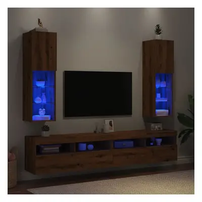 vidaXL TV skříňky s LED osvětlením 2 ks dub artisan 30,5 x 30 x 102 cm