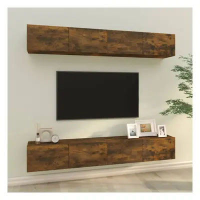 vidaXL Nástěnné TV skříňky 4 ks kouřový dub 100 x 30 x 30 cm