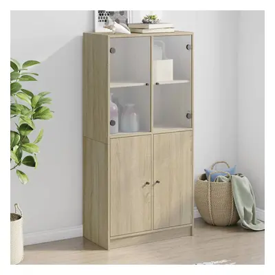 vidaXL Highboard s dvířky dub sonoma 68 x 37 x 142 cm kompozitní dřevo