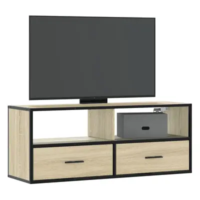 vidaXL TV skříňka dub sonoma 100 x 31 x 39,5 cm kompozitní dřevo a kov