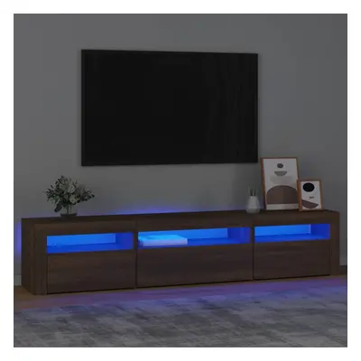 vidaXL TV skříňka s LED osvětlením hnědý dub 195x35x40 cm