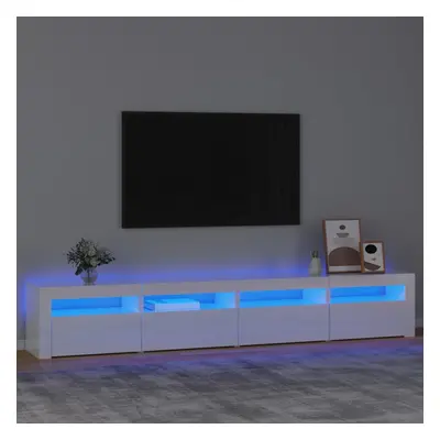 vidaXL TV skříňka s LED osvětlením bílá vysoký lesk 240x35x40 cm