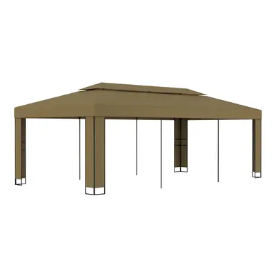 vidaXL Altán s dvojitou střechou 3 x 6 m taupe 180 g/m²