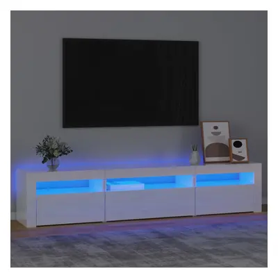 vidaXL TV skříňka s LED osvětlením bílá vysoký lesk 195x35x40 cm