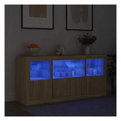 vidaXL Příborník s LED osvětlením dub sonoma 142,5 x 37 x 67 cm