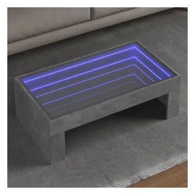 vidaXL Konferenční stolek s Infinity LED betonově šedý 90 x 50 x 30 cm