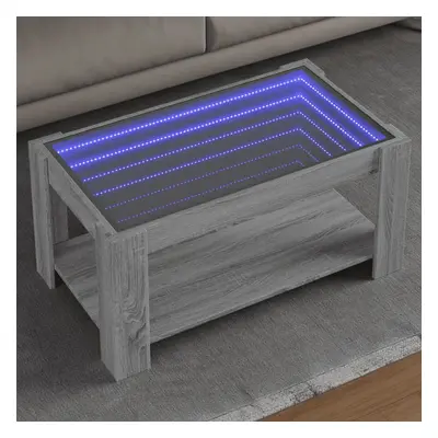 vidaXL Konferenční stolek s LED šedý sonoma 93 x 53 x 45 cm kompozit