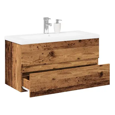 vidaXL Skříňka se zápustným umyvadlem old wood 91 x 39,5 x 49 cm