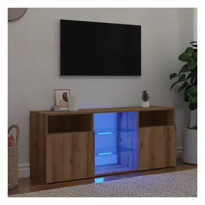 vidaXL TV stolek s LED dub artisan 120 x 30 x 50 cm kompozitní dřevo