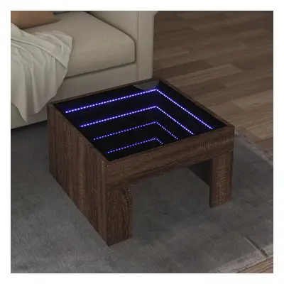 vidaXL Konferenční stolek s Infinity LED hnědý dub 50 x 50 x 30 cm