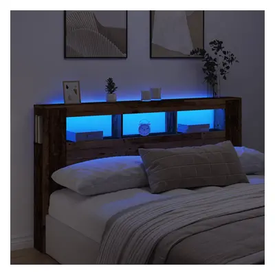 vidaXL Čelo postele s LED old wood 180x18,5x103,5 cm kompozitní dřevo