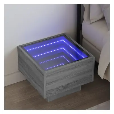 vidaXL Noční stolek s Infinity LED šedý sonoma 40 x 40 x 30 cm