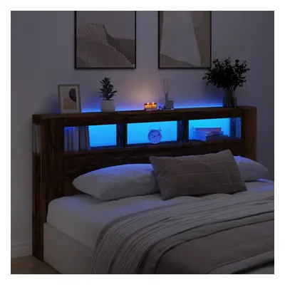 vidaXL Čelo postele s LED old wood 200x18,5x103,5 cm kompozitní dřevo