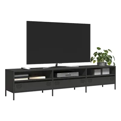 vidaXL TV skříňka černá 202x39x43,5 cm ocel válcovaná za studena