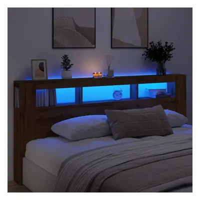 vidaXL Čelo postele LED dub artisan 220x18,5x103,5 cm kompozitní dřevo